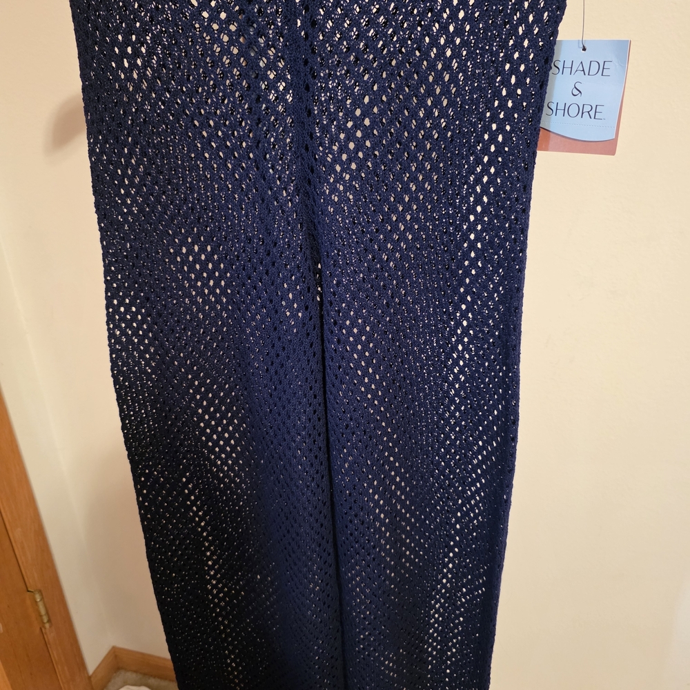 Shade & Shore Navy Crochet Maxi Cover-Up